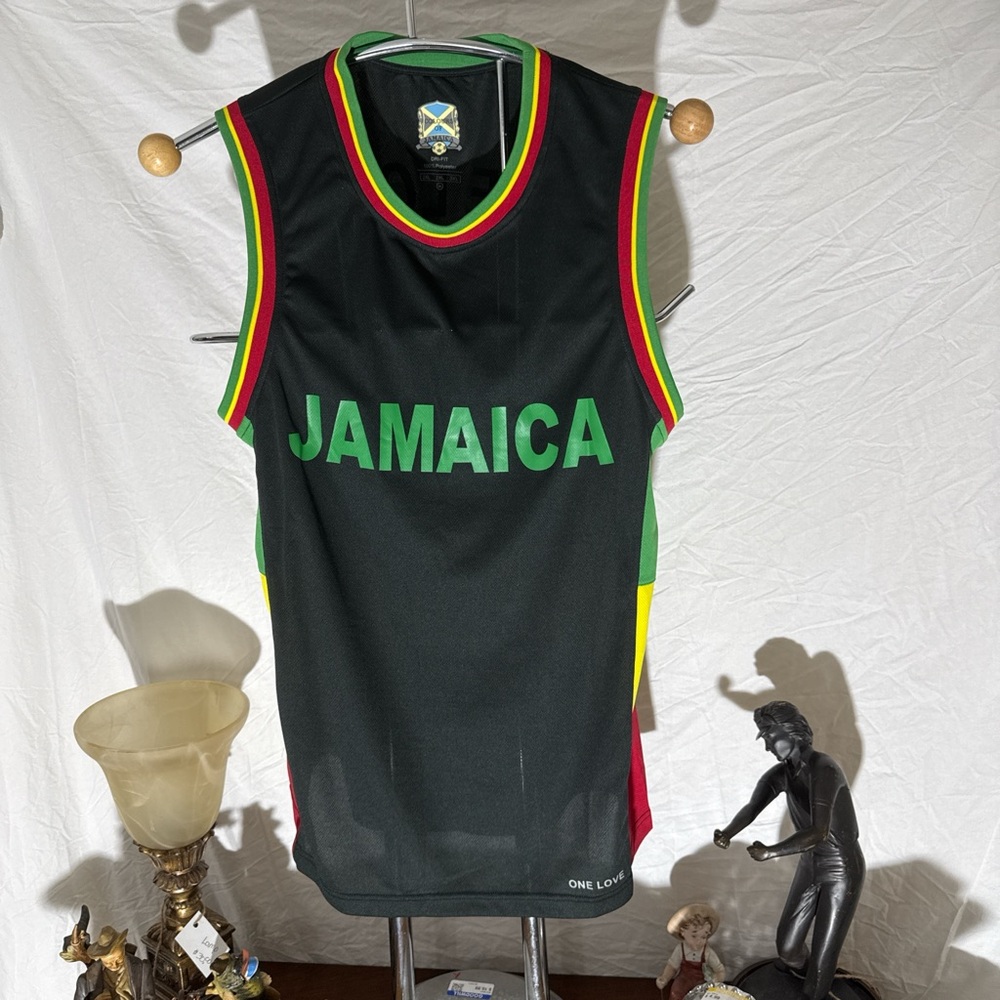 Jamaica Men's Jersey - Black with Green and Red Trim
